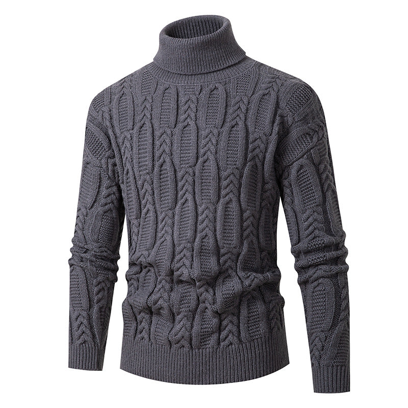 Herren Hochwertiger Rollkragenpullover mit Strukturmuster Echoarchiv