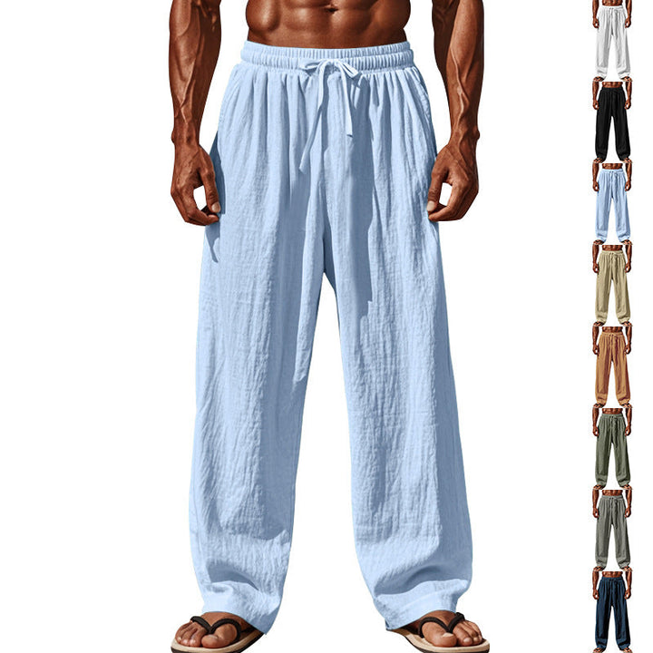 Herren nan Leichte Leinenhose mit weitem Bein und elastischem Bund Echoarchiv
