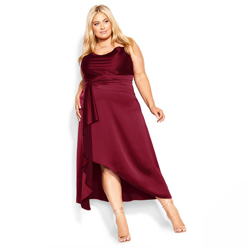 Damen elegantes Hochzeitskleid mit asymmetrischem Saum und Taillengürtel Echo Archiv