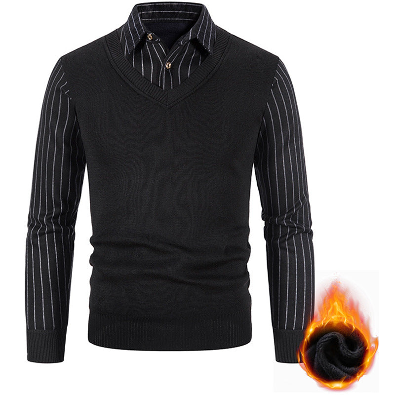 Herren Thermo-gefütterte V-Ausschnitt Strickweste mit Rippbündchen Echo Archiv