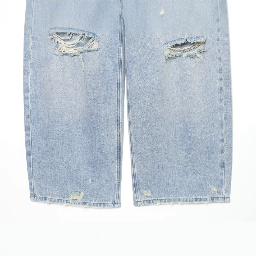Damen Hochtaillierte Jeans mit weitem Bein und Destroyed-Optik Echo Archiv