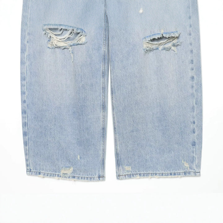 Damen Hochtaillierte Jeans mit weitem Bein und Destroyed-Optik Echo Archiv