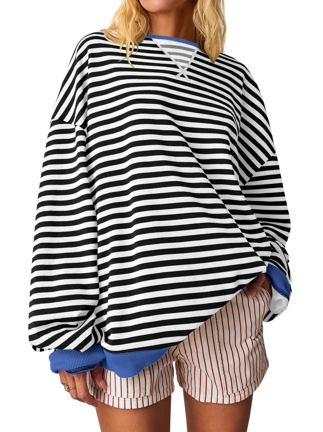 Damen Oversized gestreifter Sweatshirt – Mavelle