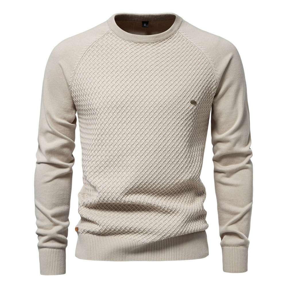 Herren Strickpullover mit modernem Strukturmuster und Rundhalsausschnitt Echoarchiv