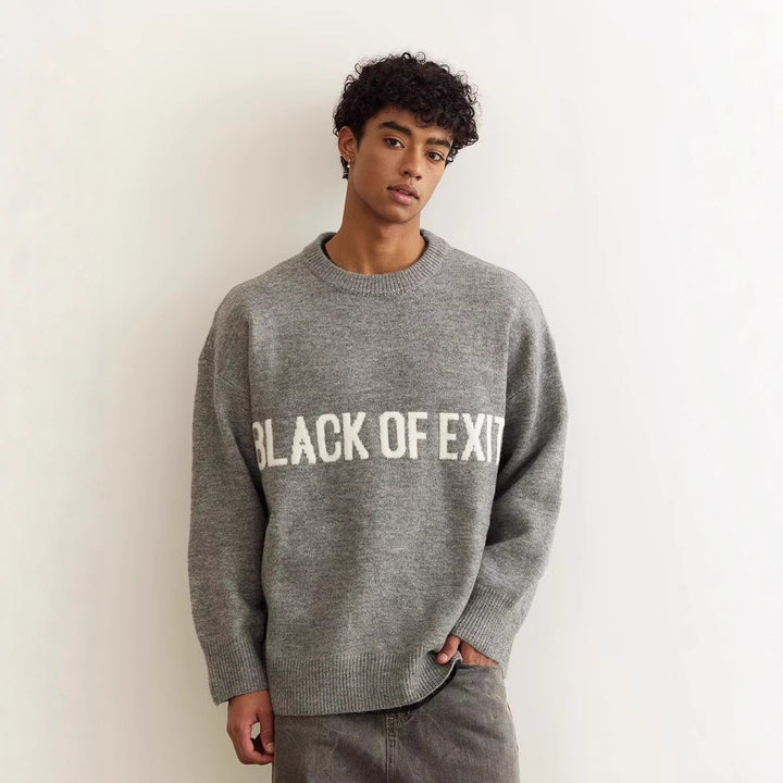 Damen Lässiger Oversized Pullover mit kreativem Schriftzug Echoarchiv