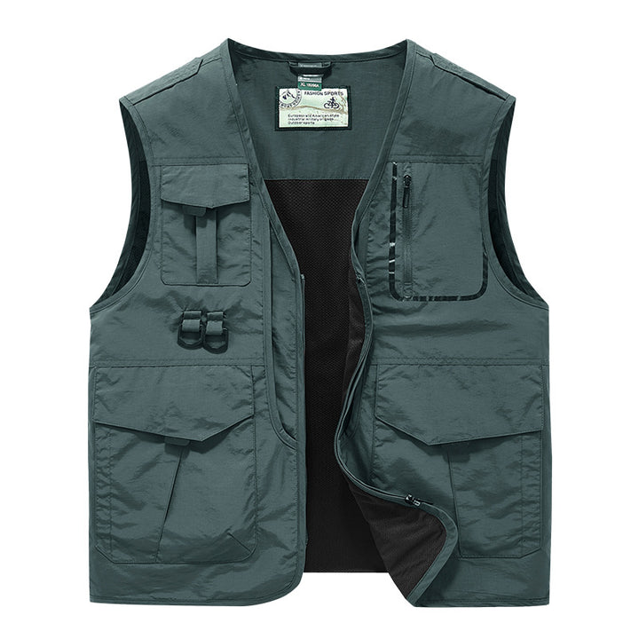 Herren Urbanes Utility-Anglerweste mit Netz-Innenfutter und taktischen Taschen – Marzano