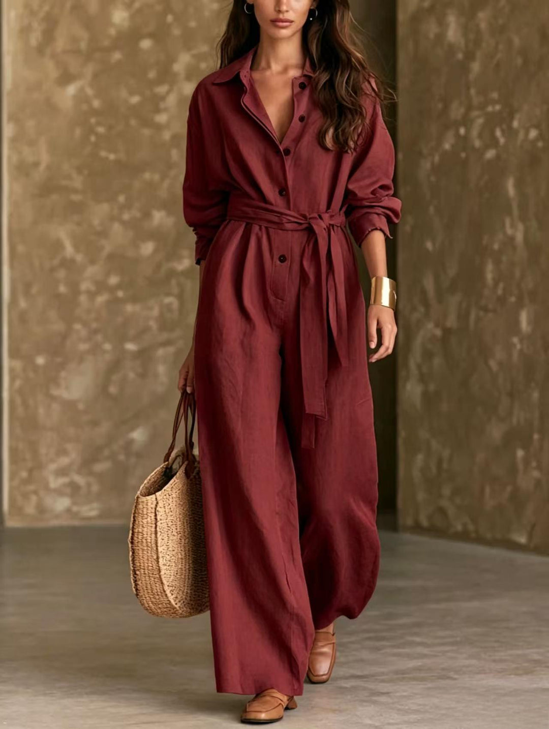 Damen Elegantes Hemdkleid mit Taillengürtel Echo Archiv