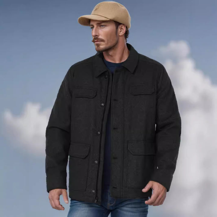 Herren lässige Wolljacke mit praktischen Brusttaschen Echoarchiv