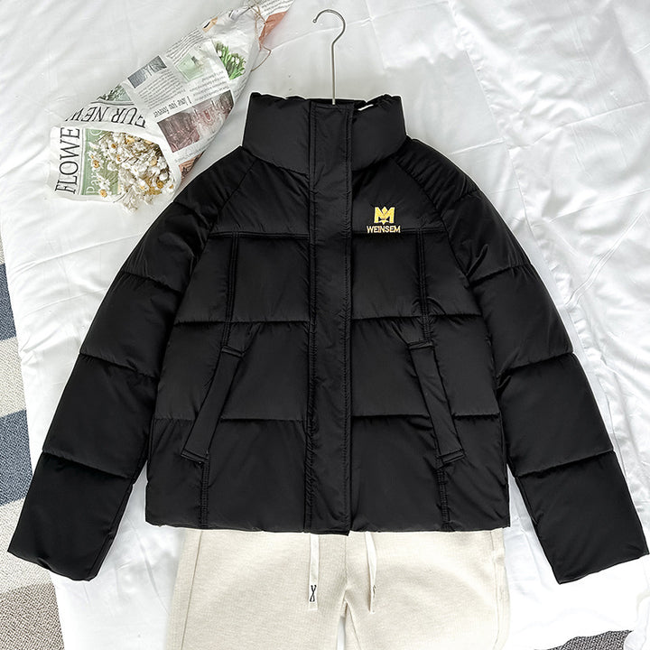 Damen kompakte Kurz-Steppjacke mit hochschließendem Stehkragen und schrägeingriff Taschen – Célinea