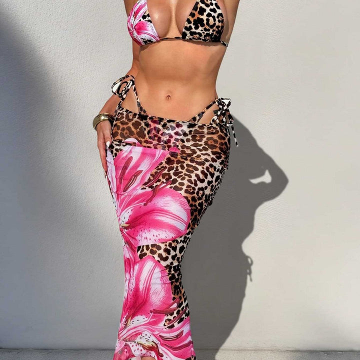 Damen Bikini-Set mit aufregendem Leoparden- und Blumenmuster Echo Archiv
