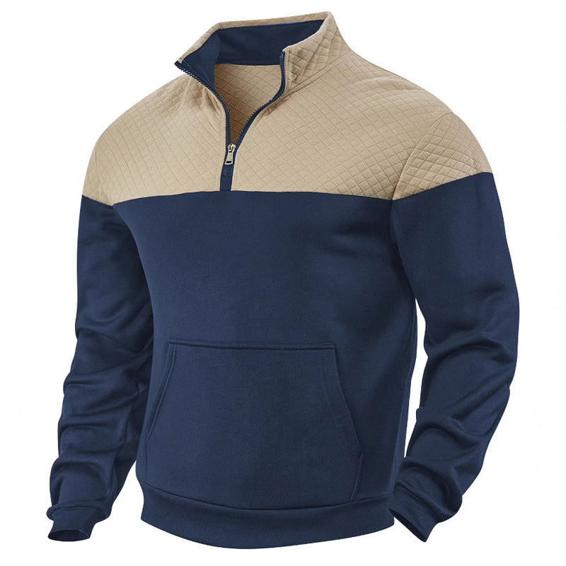 Herren Fleece Pullover mit halbhohem Reißverschluss und strukturierten Einsätzen Echoarchiv