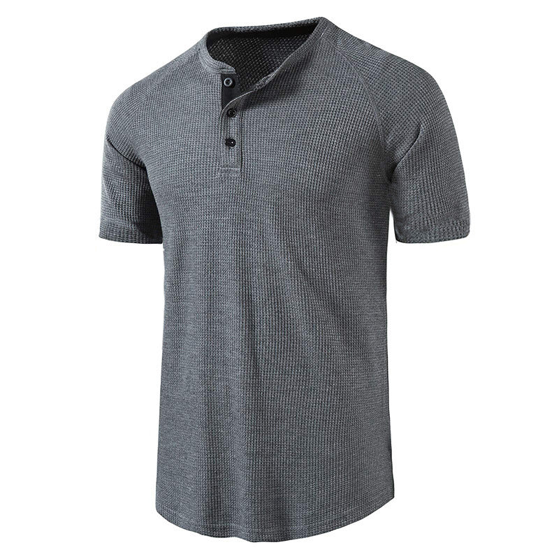 Herren Kurzarm-Henley-Shirt aus weichem, atmungsaktivem Baumwollmix mit praktischer Knopfleiste Echoarchiv