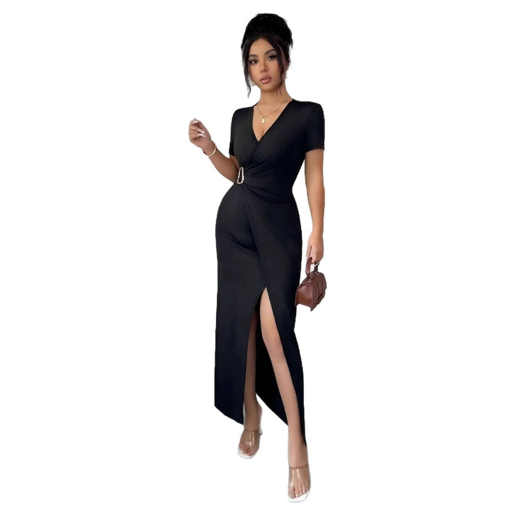 Damen nan figurbetontes Wickel-Midikleid mit V-Ausschnitt, Taillenring und hohem Beinschlitz Echo Archiv