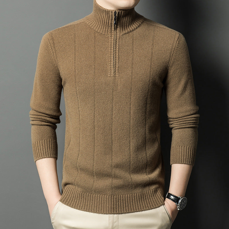 Herren Strickpullover mit praktischem Reißverschluss und feinem Rippmuster Echoarchiv