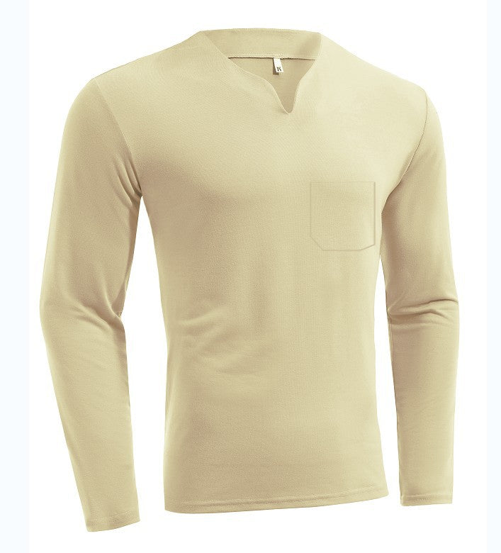 Herren nan Langarmshirt mit V-Ausschnitt Slim Fit Baumwollmix und elastischem Komfortbund Echo Archiv
