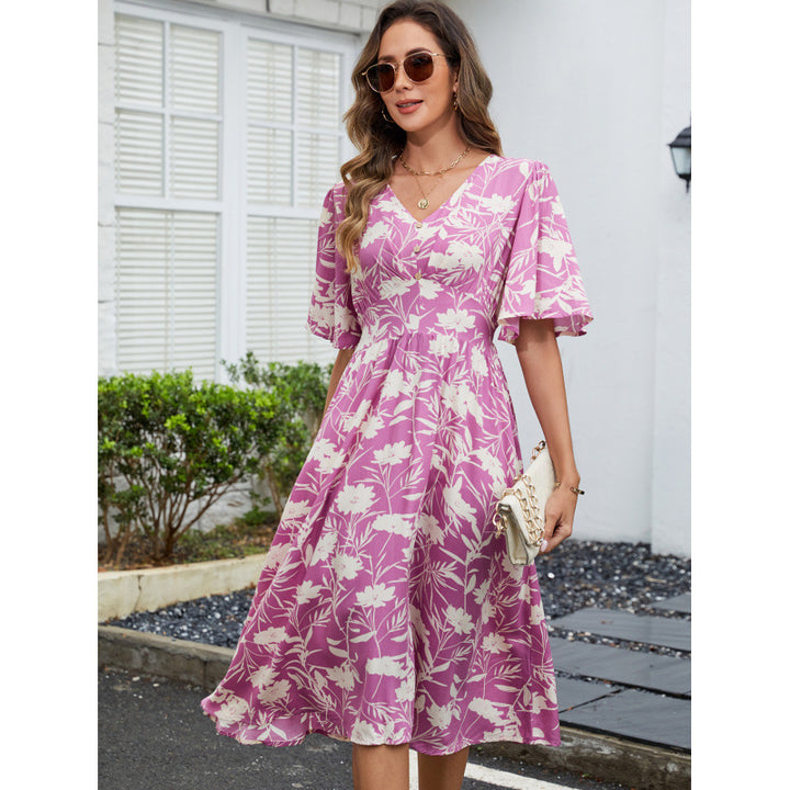 Damen Sommerliches Midikleid mit verspielten Rüschendetails und V-Ausschnitt Echo Archiv