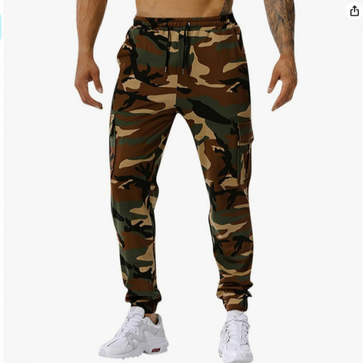 Herren Camouflage Cargo-Hose mit praktischen Seitentaschen und verstellbarem Bund Echoarchiv