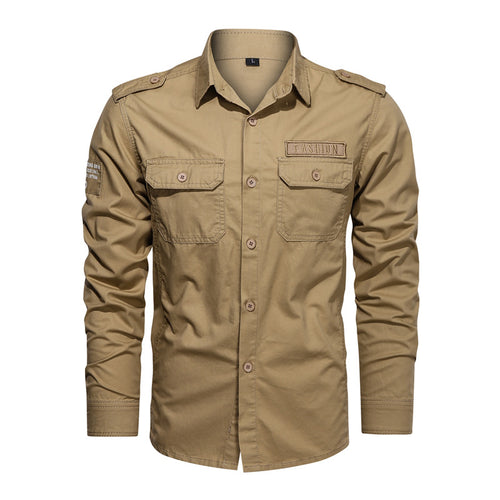 Herren nan robustes Baumwoll-Twill Fieldhemd mit aufgesetzten Klappbrusttaschen Schulterklappen und figurbetonter Passform Echo Archiv