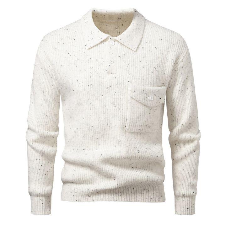 Herren Polokragen-Pullover aus Rippenstrick mit aufgesetzter Brusttasche Echo Archiv