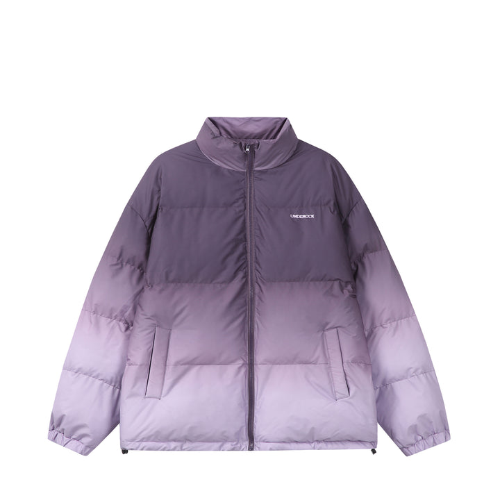 Damen Kurz geschnittene wattierte Steppjacke mit hohem Funnelkragen und Ombré-Detail Echoarchiv