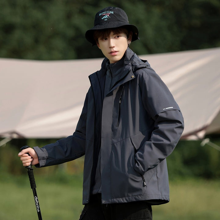 Herren Zweifarbige Wind- und Wasserabweisende Softshelljacke mit Kapuze Echoarchiv