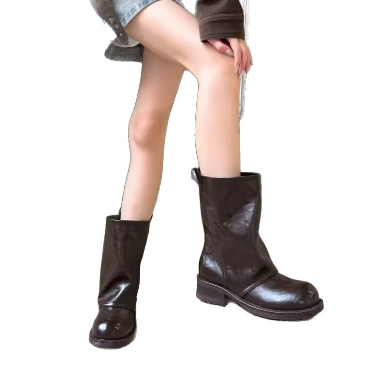 Damen Modische Stiefel mit Blockabsatz Echo Archiv