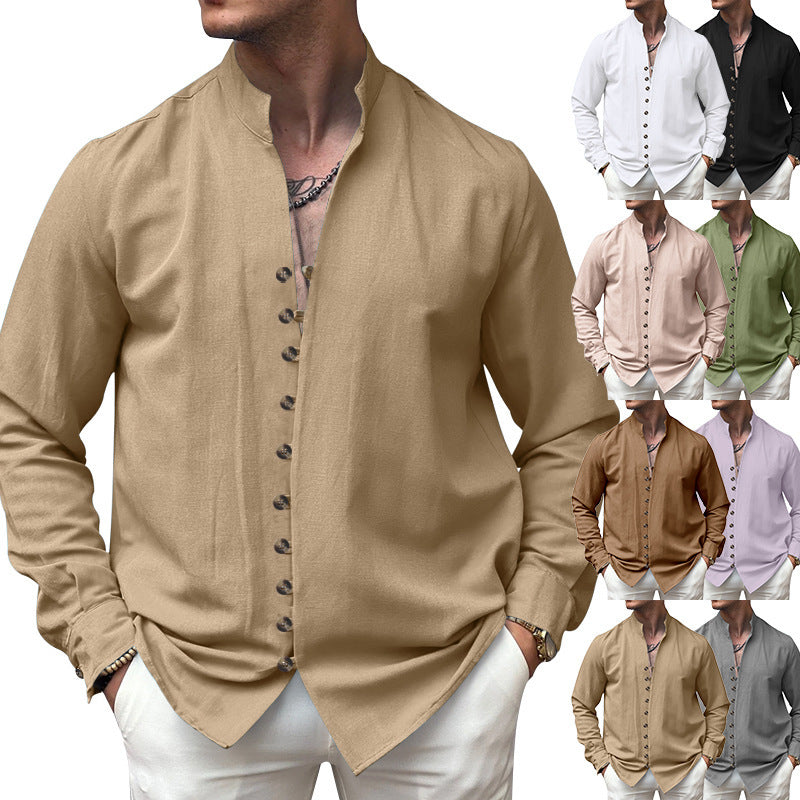 Herren Elegantes Langarmhemd mit Knopfleiste Echoarchiv