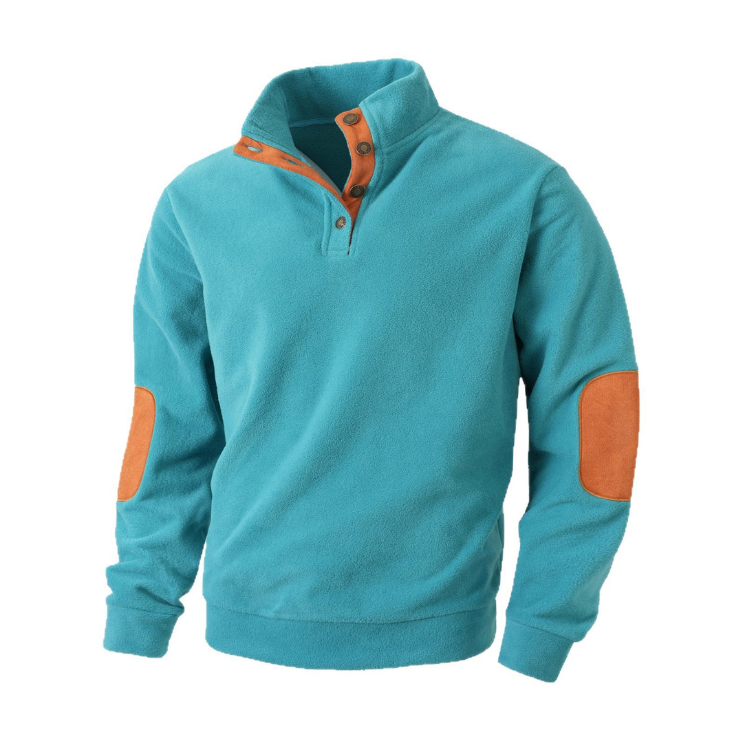 Herren Fleece Pullover mit modischem Stehkragen und Kontrastdetails Echoarchiv