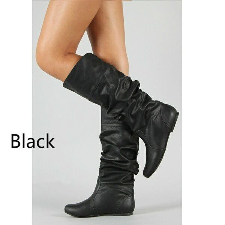 Damen nan lässige Slouch-Stiefel mit weichem Schaft, gerafftem Design und flacher Komfortsohle Echo Archiv