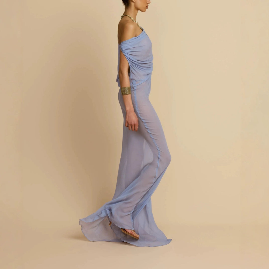 Damen Fließendes Maxikleid mit drapiertem Ausschnitt Echo Archiv
