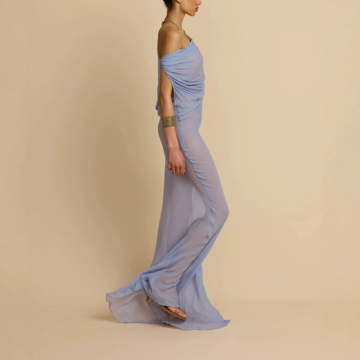 Damen Fließendes Maxikleid mit drapiertem Ausschnitt Echo Archiv