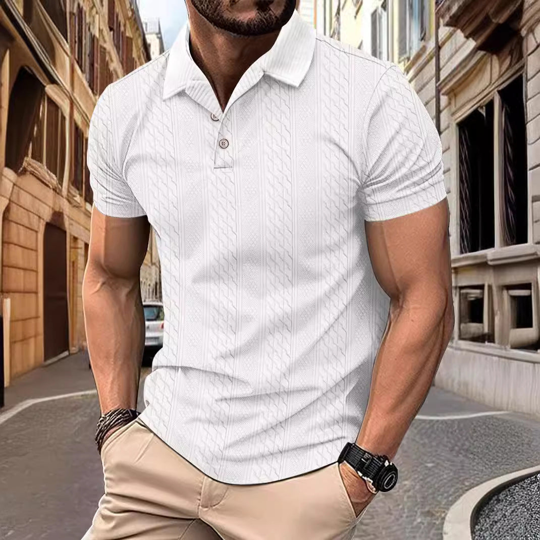 Herren modisches Kurzarm-Polohemd mit strukturiertem Design Echoarchiv