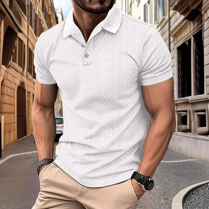 Herren modisches Kurzarm-Polohemd mit strukturiertem Design Echoarchiv