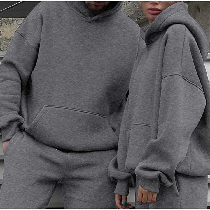 Unisex Oversize-Kapuzenpullover mit Kängurutasche und weiter Jogginghose aus French Terry Echo Archiv