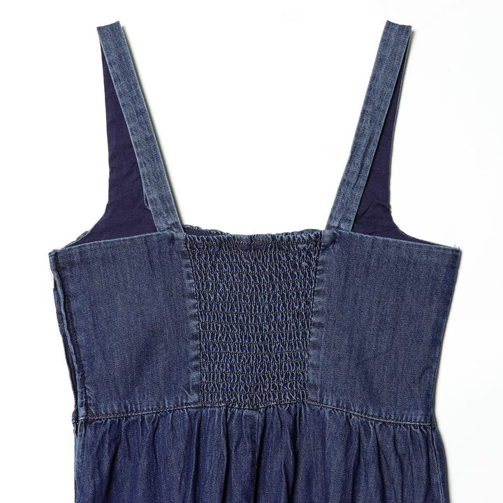 Damen Jeans Maxikleid mit romantischem Schnitt und Rüschendetails Echo Archiv