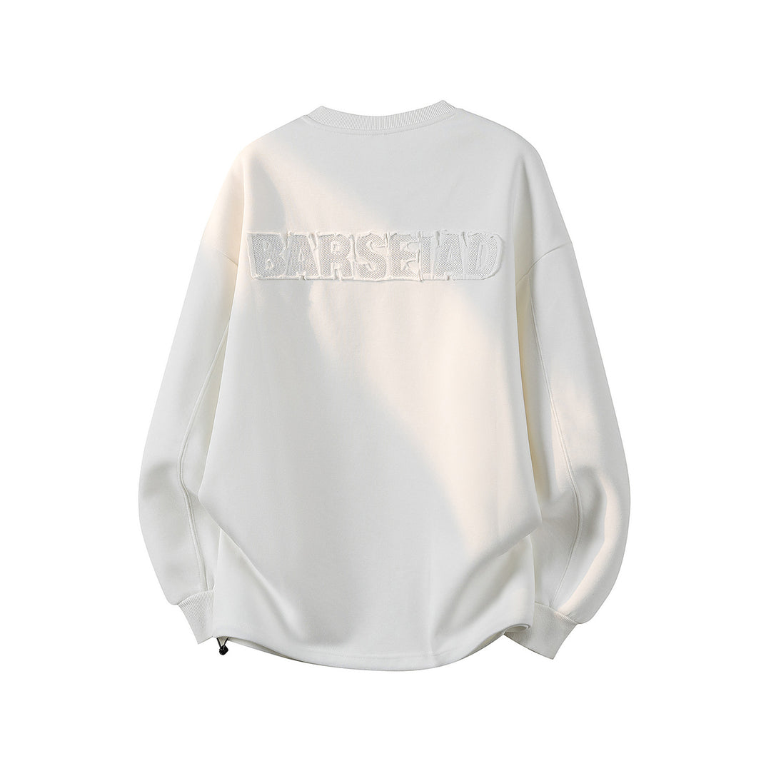 Damen Oversize-Sweatshirt mit gesticktem Schriftzug, abgerundetem Saum & überschnittener Schulter Echoarchiv