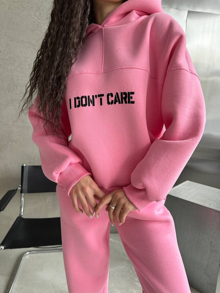 Damen Oversized Hoodie- und Jogginghose-Set aus French-Terry mit Statement-Print – Auréline