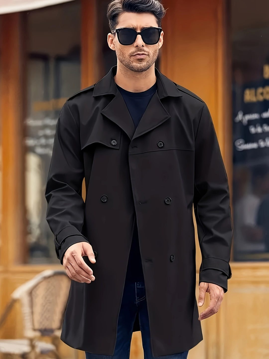 Herren eleganter Trenchcoat mit praktischen Taschen Echoarchiv