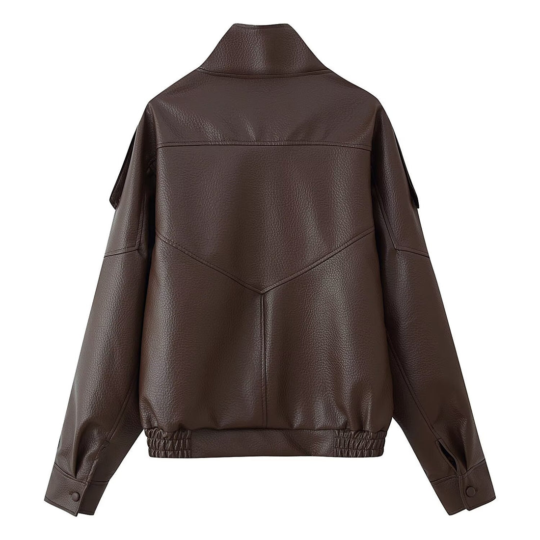 Damen Oversize Kunstlederjacke mit Hemdkragen und elastischem Saum Echo Archiv