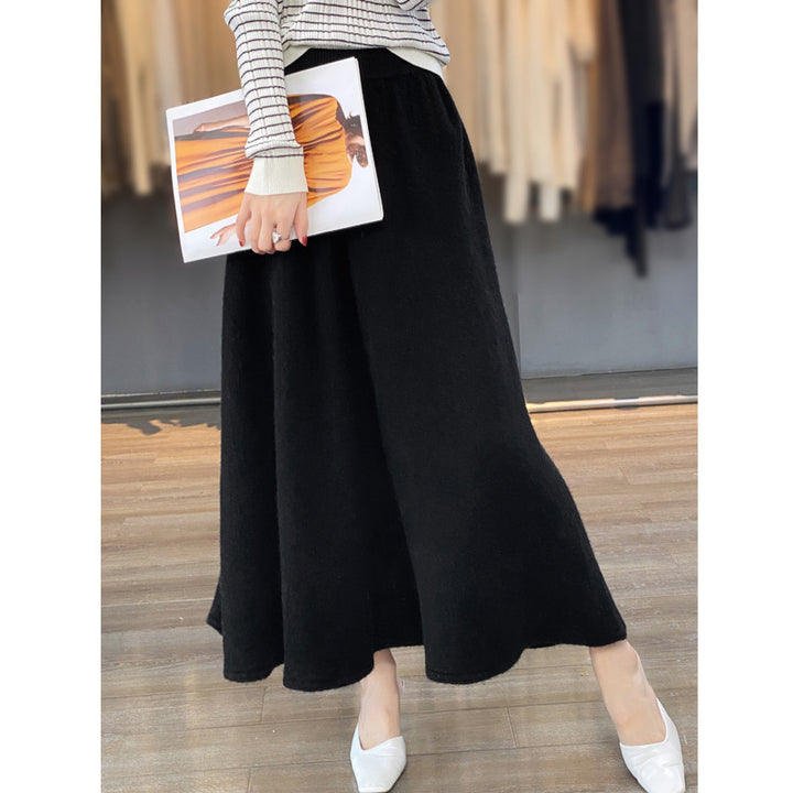 Damen Midirock aus gestricktem Wollmix mit ausgestellter A‑Linie Echoarchiv