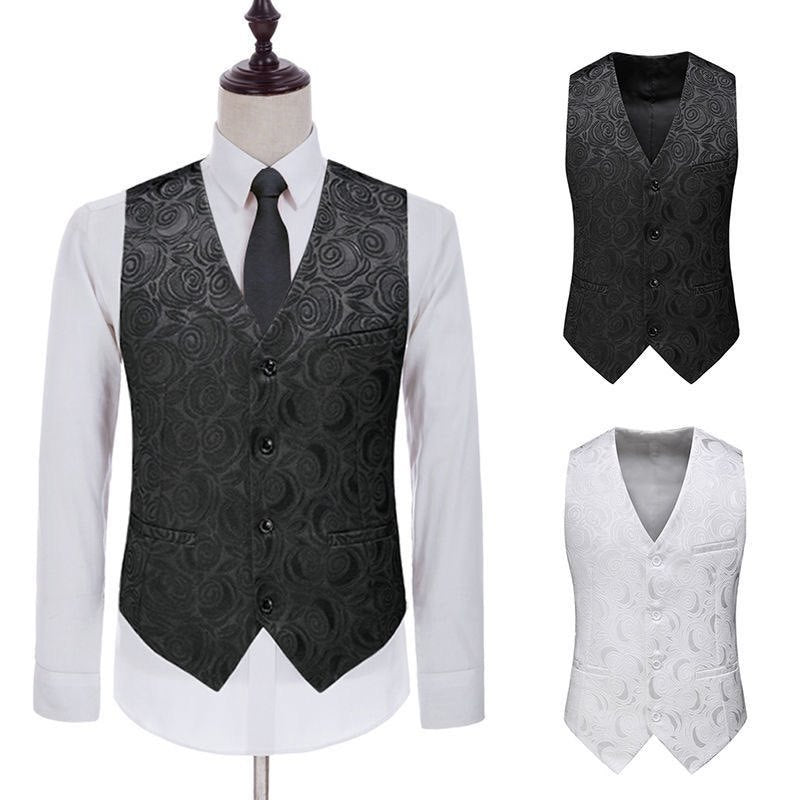Herren nan Jacquardweste mit ornamentaler Struktur, spitz zulaufendem Saum und satinierter Rückseite Echo Archiv
