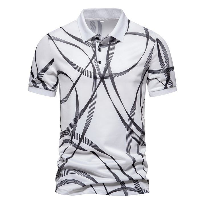 Herren Poloshirt mit modernem grafischen Muster und atmungsaktiver Textiltechnologie Echoarchiv