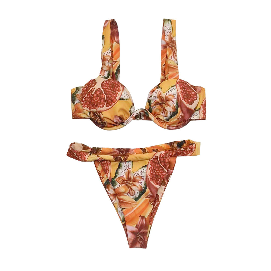 Damen Push-Up Bikini mit modischen Trägern und floralem Muster Echo Archiv