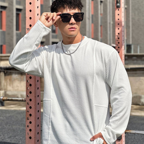 Herren lässiger Sweatshirt aus strukturiertem Gewebe mit praktischen Taschen Echoarchiv