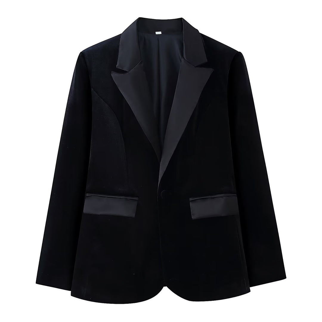 Damen Samt-Blazer mit Satin-Revers und taillierten Abnähern Echo Archiv