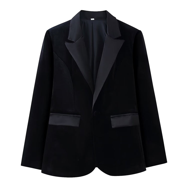 Damen Samt-Blazer mit Satin-Revers und taillierten Abnähern Echo Archiv