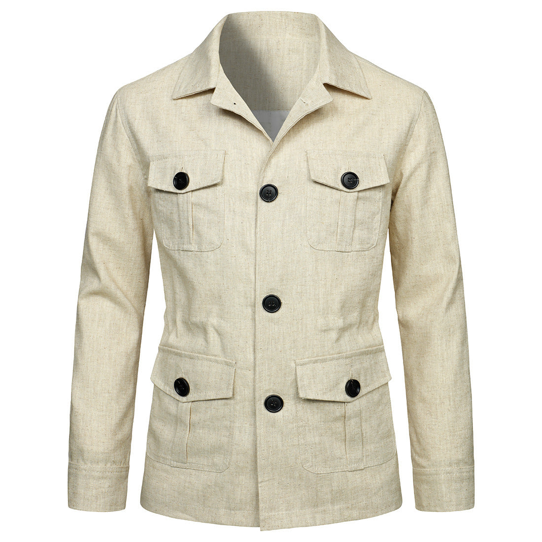 Herren Leinen-Mix Feldjacke mit Pattentaschen und taillierter Passform Echo Archiv