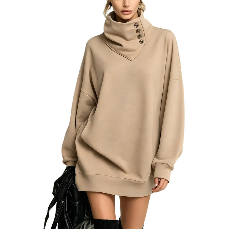 Damen Oversize Sweatshirtkleid mit hohem Knopfkragen Echo Archiv