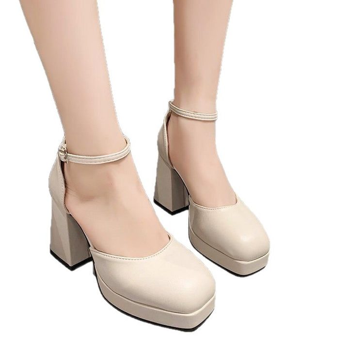 Damen Mary-Jane Pumps mit quadratischer Zehenbox, Plateau und robustem Blockabsatz – Lioré