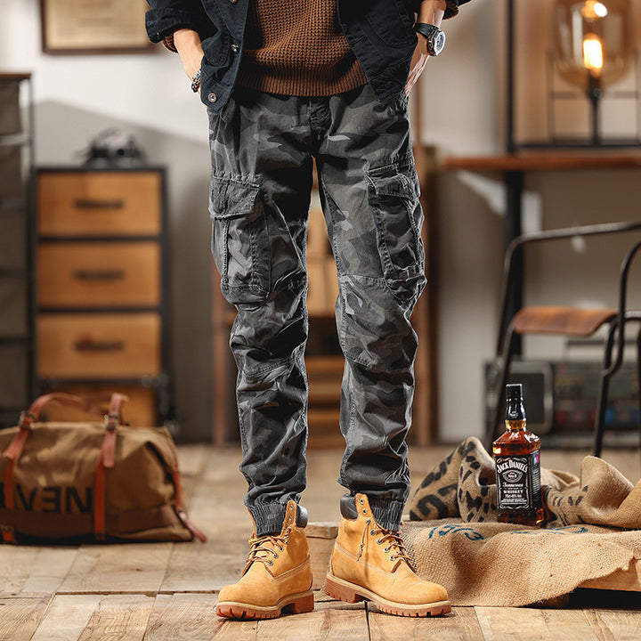 Herren Cargohose im Jogger-Stil mit Tunnelzug elastischen Bündchen und Mehrfachtaschen Echo Archiv